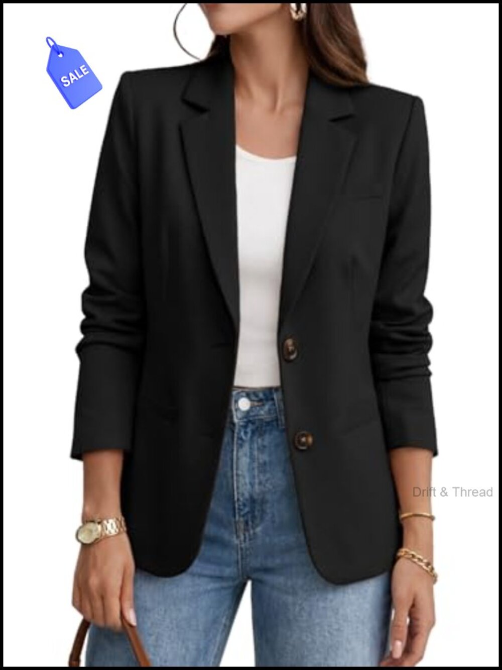 Women's Business Casual Blazer Long Sleeve Notch Collar Slim Fit Suit Jacket